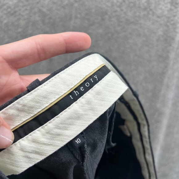 Theory Dress Pants Women 10 Charcoal Gray Wool Blend Straight Leg Modern Fit - Picture 4 of 11